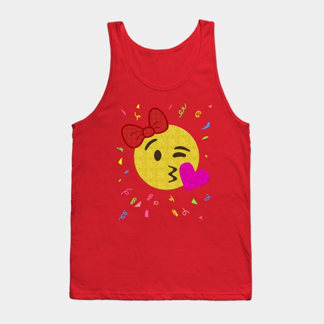 Emoji Birthday Shirt - Girl Heart Kiss Tank Top by Xeire